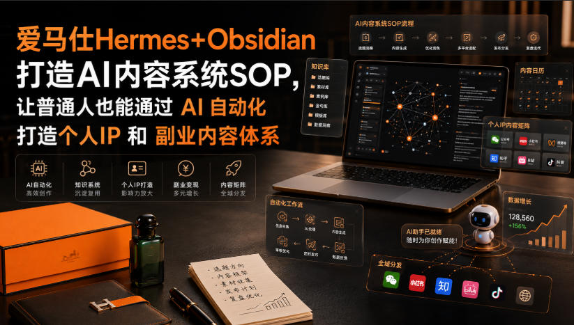 爱马仕Hermes+Obsidian打造AI内容系统SOP，让普通人也能通过 AI 自动化打造个人IP 和 副业内容体系-墨痕微课