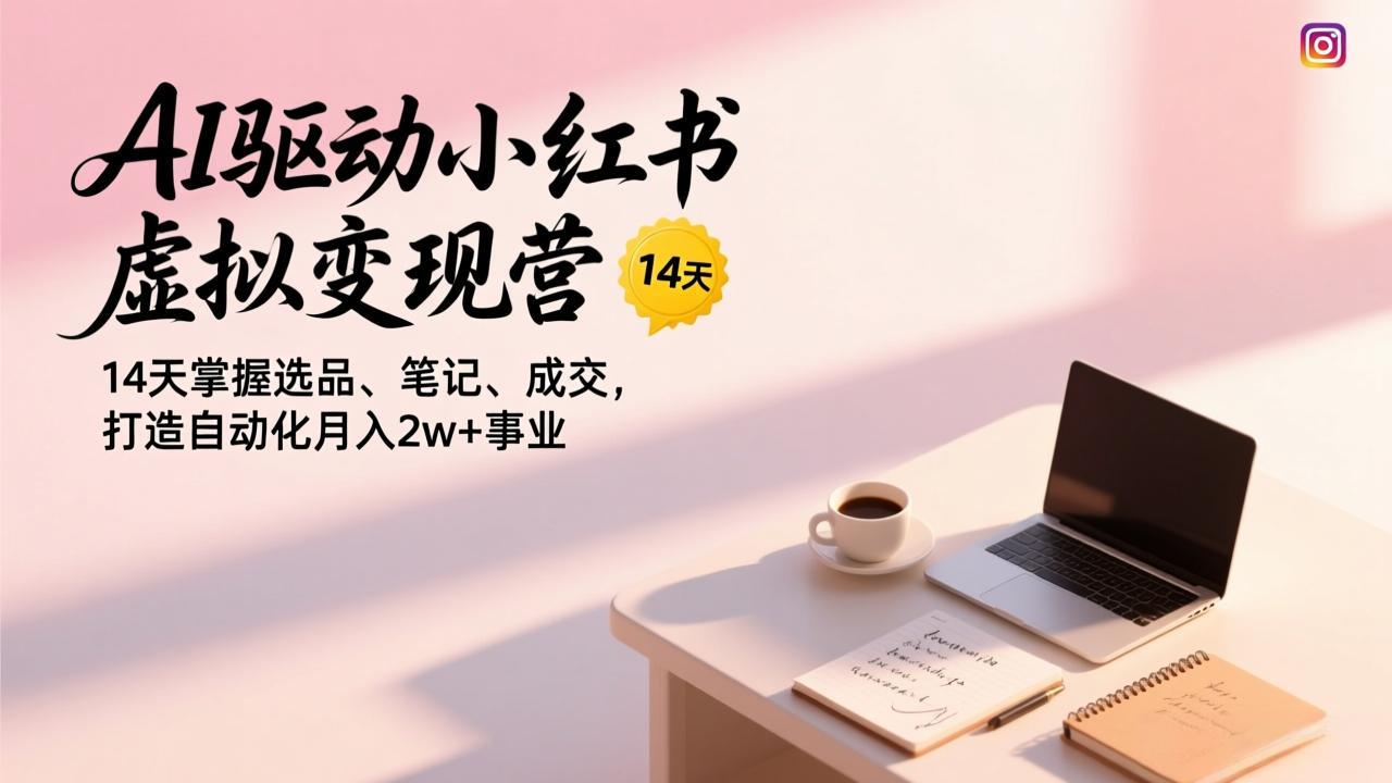 AI驱动小红书虚拟变现营,14天掌握选品、笔记、成交,打造自动化月入2w+事业-墨痕微课