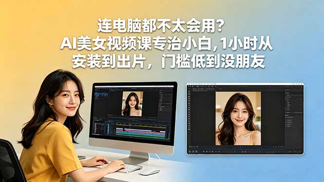 连电脑都不太会用？AI美女视频课专治小白，1小时从安装到出片，门槛低到没朋友-墨痕微课