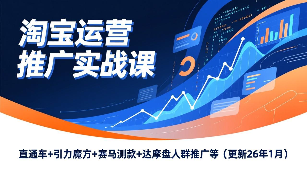 淘宝运营推广实战课,直通车+引力魔方+赛马测款+达摩盘人群推广等(更新26年1月-墨痕微课