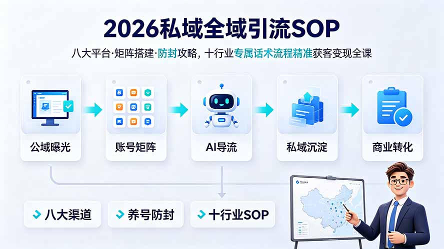 2026私域全域引流SOP|八大平台·矩阵搭建·防封攻略,十行业专属话术流程精准获客变现全课-墨痕微课
