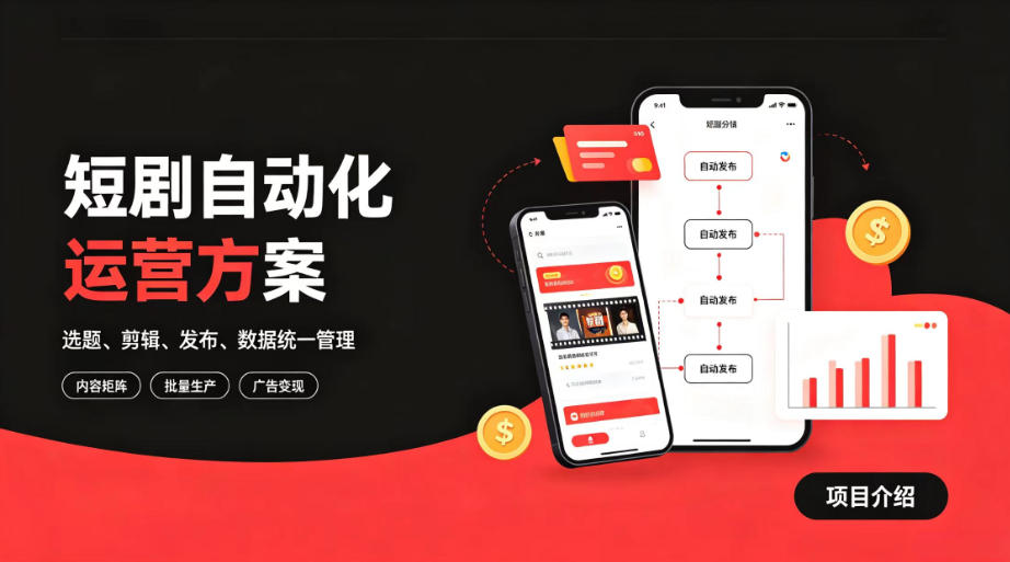 快手全自动短剧矩阵项目|自动化分发,流量持续变现【揭秘】-墨痕微课