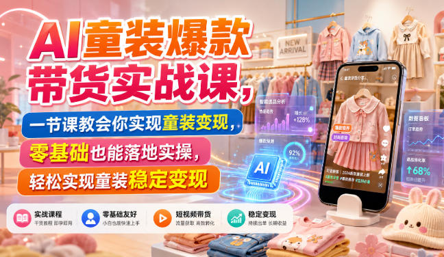 AI童装爆款带货实战课,一节课教会你实现童装变现,零基础也能落地实操-墨痕微课