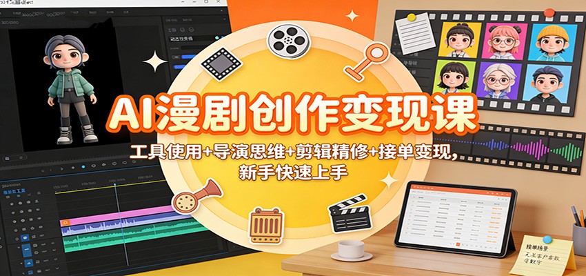 AI漫剧创作变现课：工具使用+导演思维+剪辑精修+接单变现，新手快速上手-墨痕微课