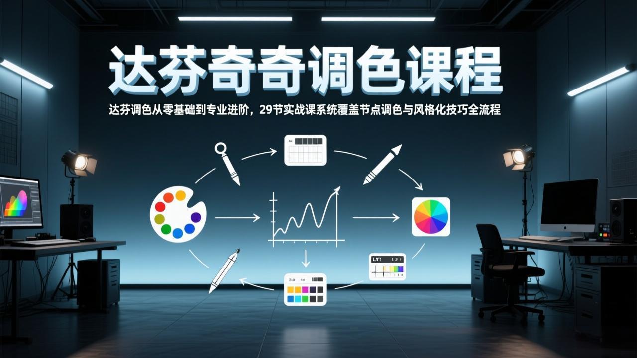 达芬奇调色从零基础到专业进阶，29节实战课系统覆盖节点调色与风格化技巧全流程-墨痕微课