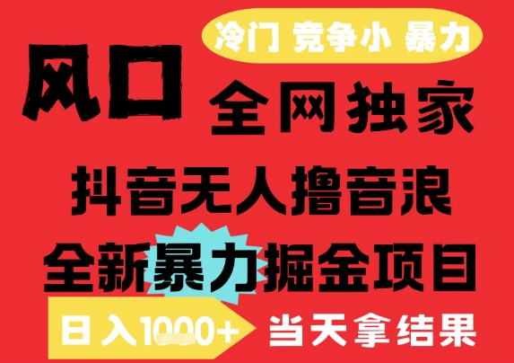 25年6月高爆抖音无人直播最新撸音浪掘金项目，解放双手小白可做，无脑日入1k+，门槛低【揭秘】-墨痕微课