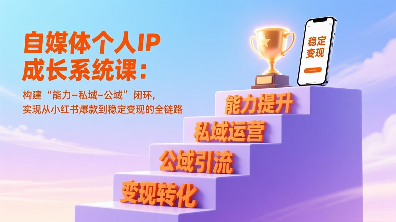 自媒体个人IP成长系统课：构建“能力-私域-公域”闭环，实现从小红书爆款到稳定变现的全链路-墨痕微课