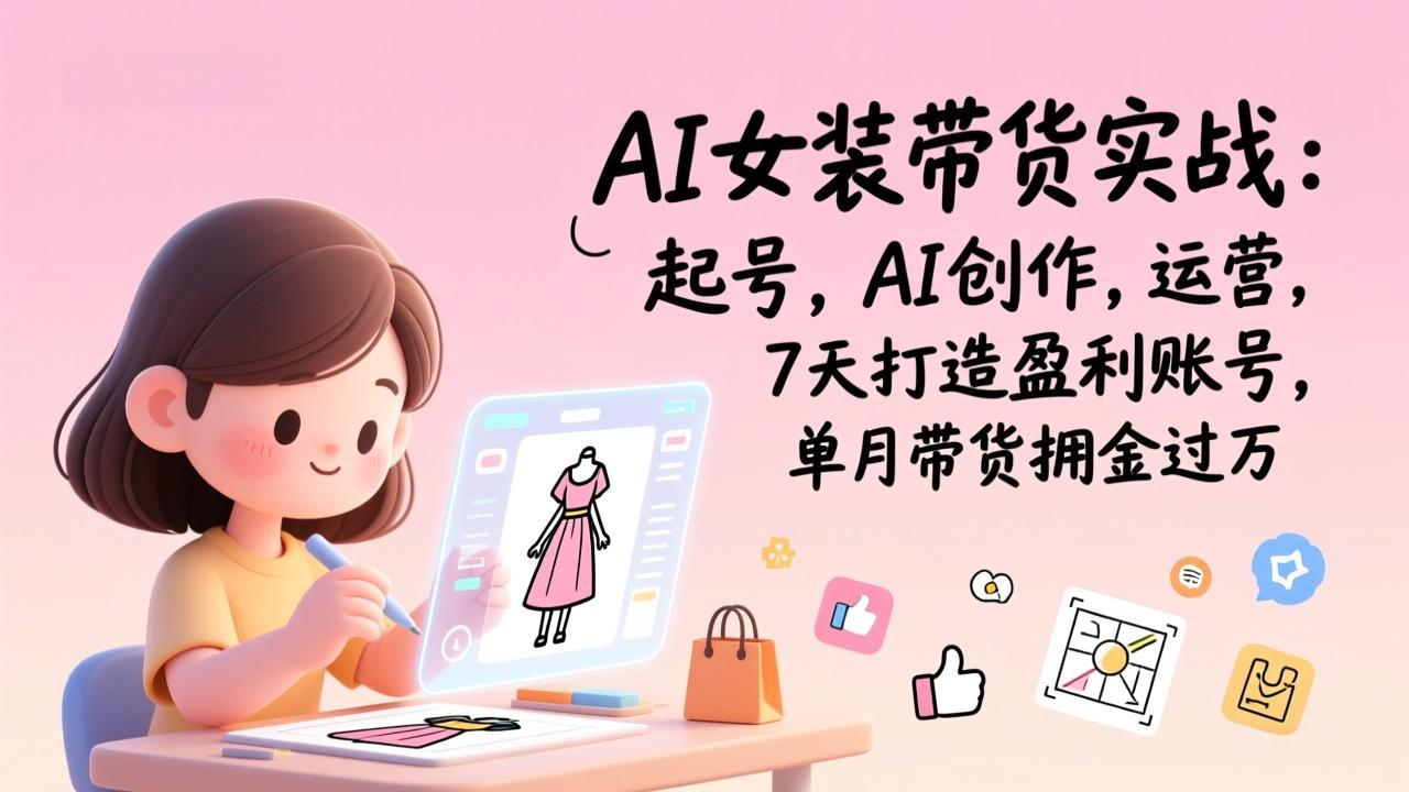 AI女装带货实战:起号,AI创作,运营,7天打造盈利账号,单月带货佣金过万-墨痕微课