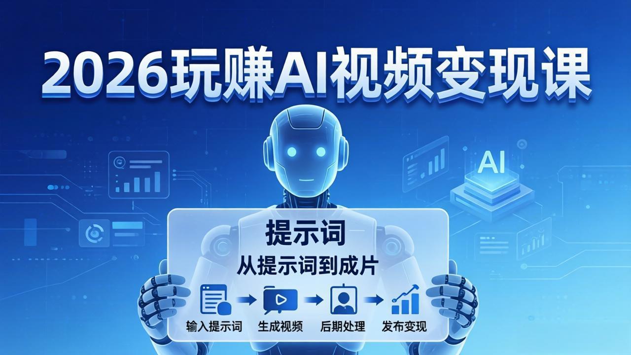 2026玩赚AI视频变现课：掌握 AI 视频全流程技能，从提示词到成片高效产出-墨痕微课