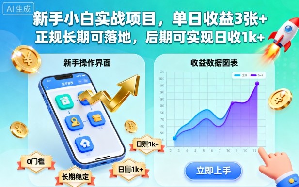 新手小白实战项目,单日收益3张+,正规长期可落地,后期可实现日收1k+【揭秘】-墨痕微课