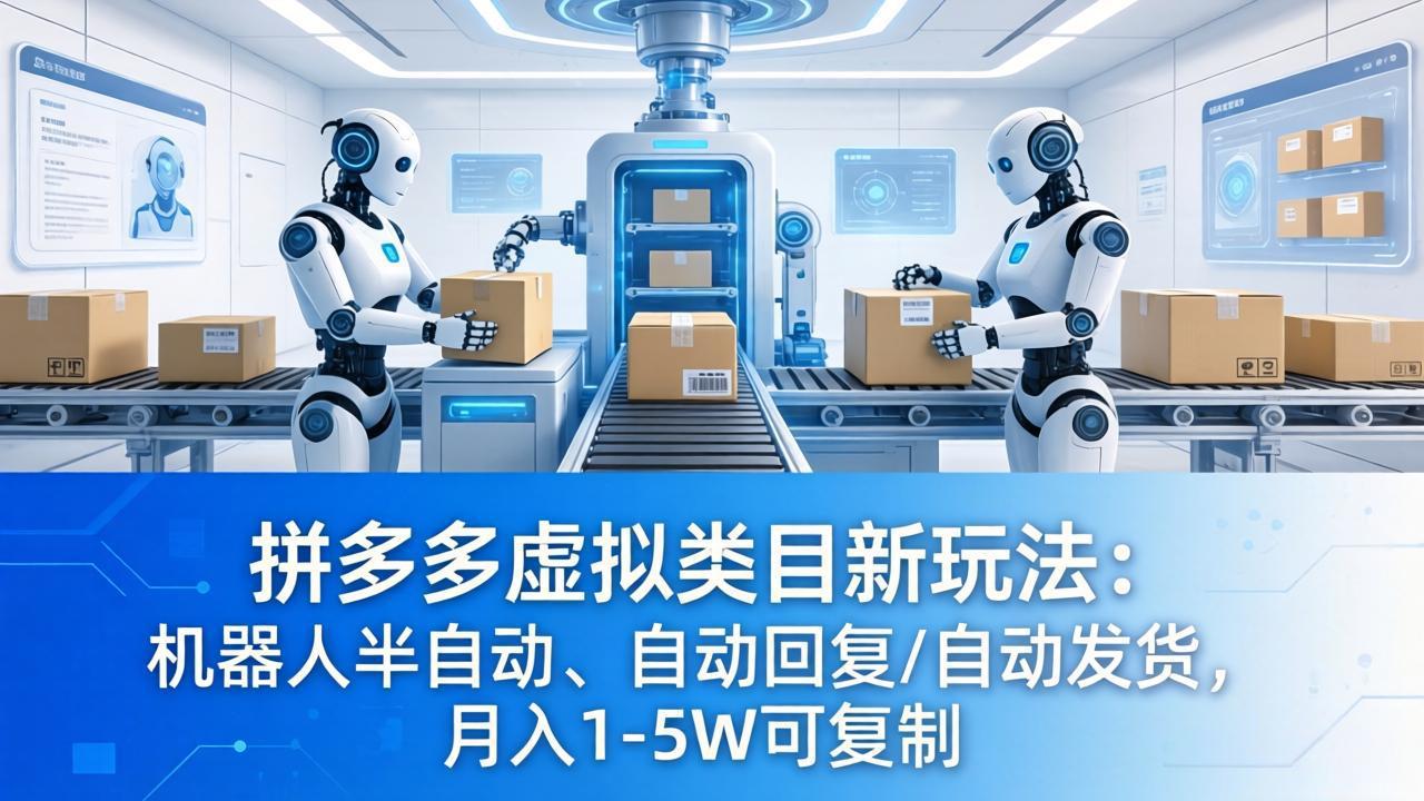 拼多多虚拟类目新玩法：机器人半自动、自动回复 /自动发货，月入 1-5W 可复制-墨痕微课