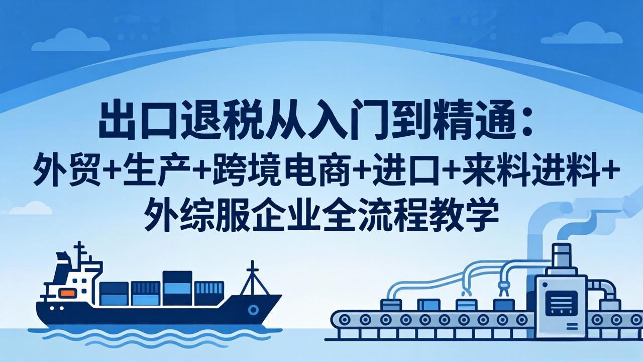 出口退税从入门到精通：外贸+生产+跨境电商+进口+来料进料+外综服企业全流程教学-墨痕微课