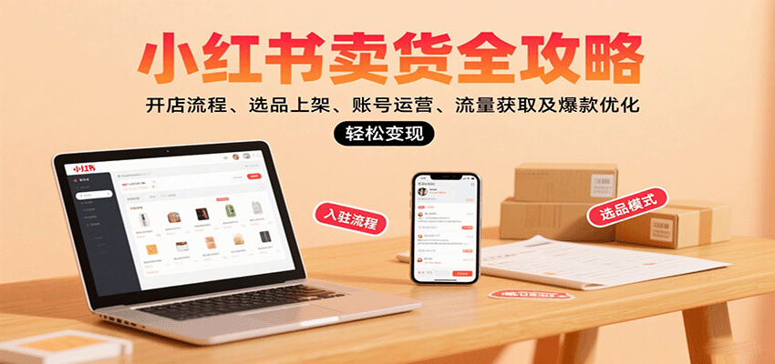 小红书卖货全攻略：开店流程、选品上架、账号运营、流量获取及爆款优化，轻松变现-墨痕微课