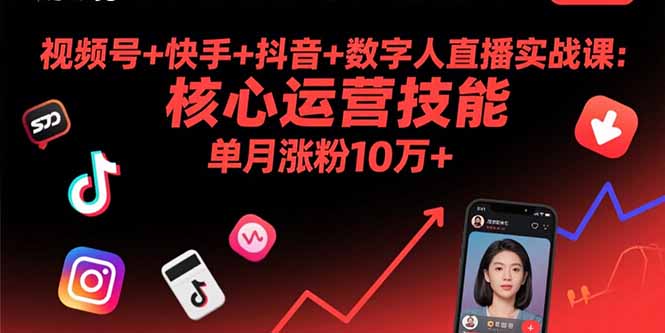 视频号+快手+抖音+数字人直播实战课(9月-墨痕微课