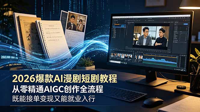 2026 爆款 AI 漫剧短剧教程 从零精通 AIGC 创作全流程 既能接单变现又能就业入行-墨痕微课