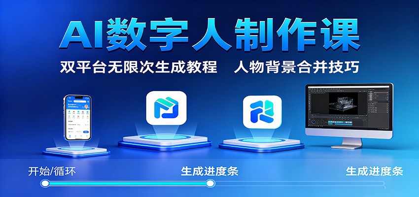 AI数字人制作课:双平台无限次生成教程,人物背景合并技巧-墨痕微课