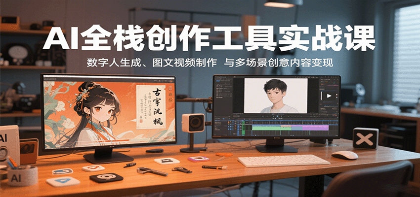 AI全栈创作工具实战课：数字人生成、图文视频制作与多场景创意内容变现-墨痕微课