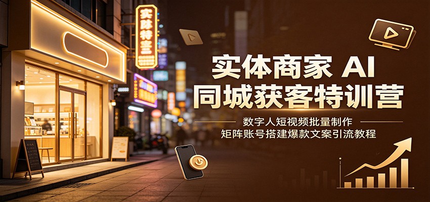 实体商家AI同城获客特训营：数字人短视频批量制作，矩阵账号搭建爆款文案引流教程-墨痕微课