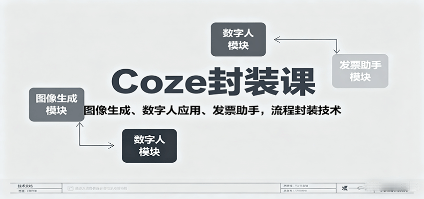 Coze封装课,图像生成、数字人应用、发票助手,流程封装技术-墨痕微课
