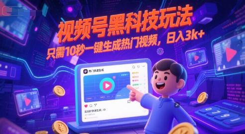 视频号黑科技玩法,只需10秒一键生成热门视频,日入3k+【揭秘】-墨痕微课