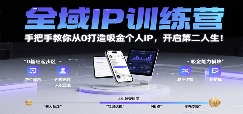 全域IP训练营，手把手教你从0打造吸金个人IP，开启第二人生！-墨痕微课