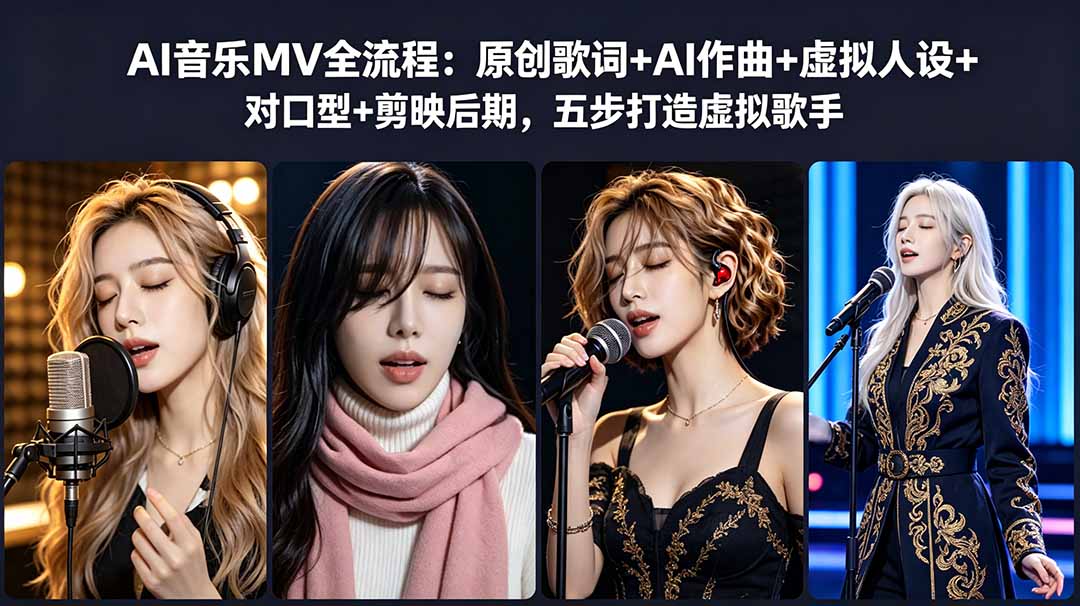 AI音乐MV全流程：原创歌词+AI作曲+虚拟人设+对口型+剪映后期，五步打造虚拟歌手-墨痕微课