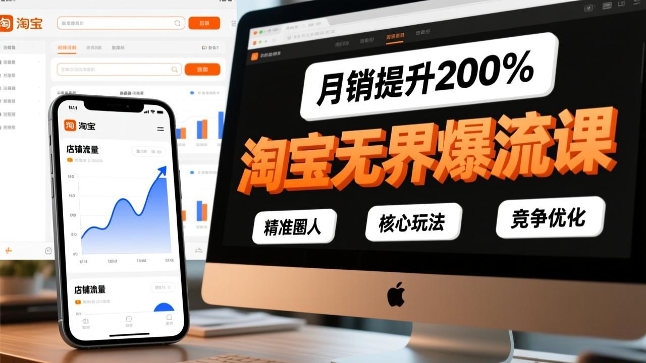 淘宝无界爆流课，精准圈人、核心玩法、竞争优化，快速引爆店铺流量，月销提升200%-墨痕微课