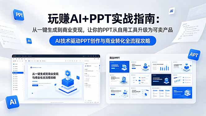 玩赚AI+PPT实战指南-更新5月13：从一键生成到商业变现，让你的PPT从自用工具升级为可卖产品-墨痕微课