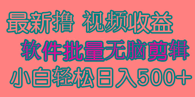 (9569期)发视频撸收益,软件无脑批量剪辑,第一天发第二天就有钱-墨痕微课