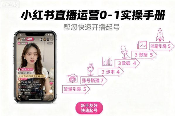 小红书直播运营0-1实操手册,帮您快速开播起号-墨痕微课