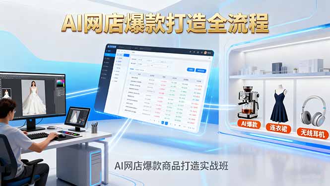 AI网店爆款商品打造实战班:AI技术实现商品图智能处理,快速搭建AI网店-墨痕微课