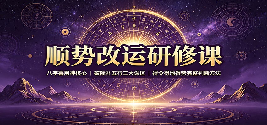 顺势改运研修课：八字喜用神核心，破除补五行三大误区，得令得地得势完整判断方法-墨痕微课