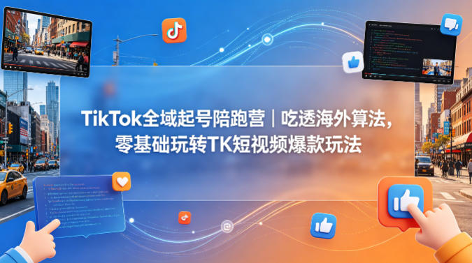 TikTok全域起号陪跑营｜吃透海外算法，零基础玩转TK短视频爆款玩法-墨痕微课