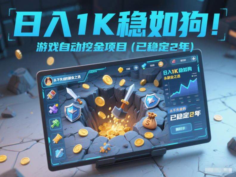 日入1K稳如狗!游戏自动挖金项目(已稳定2年),永不失业的副业之选【揭秘】-墨痕微课