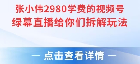 张小伟2980付费额视频号绿幕直播给你们拆解玩法-墨痕微课