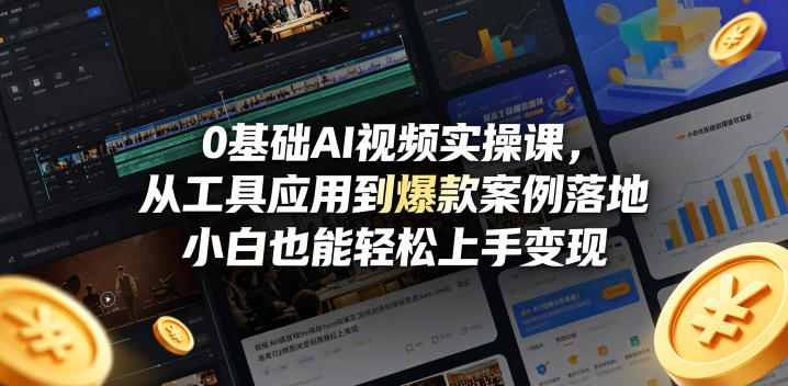 0基础AI视频实操课，从工具应用到爆款案例落地，小白也能轻松上手变现-墨痕微课