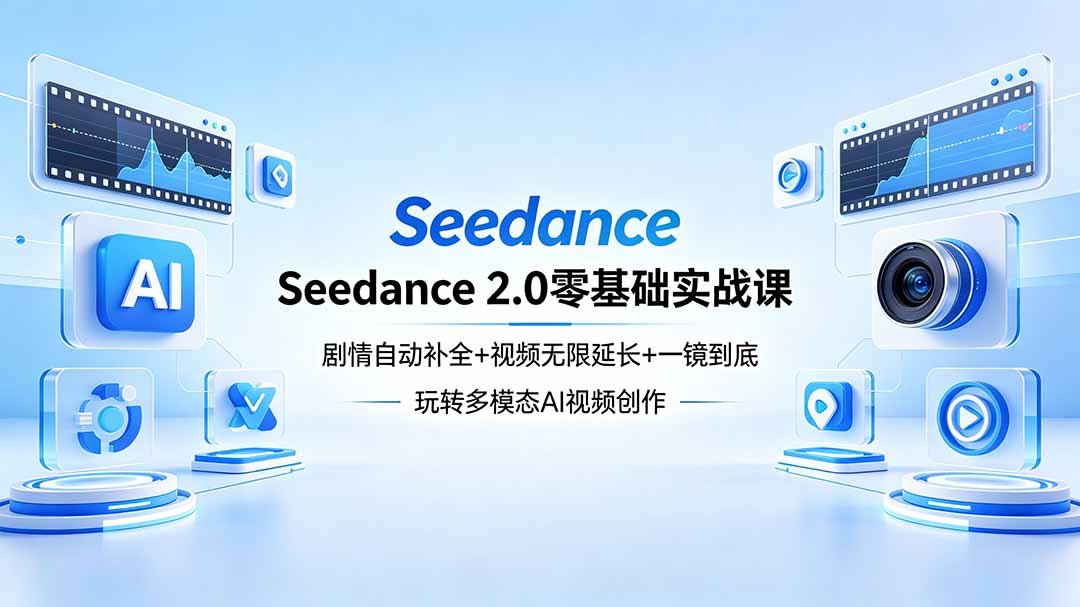 Seedance 2.0零基础实战课：剧情自动补全+视频无限延长+一镜到底：玩转多模态AI视频创作-墨痕微课