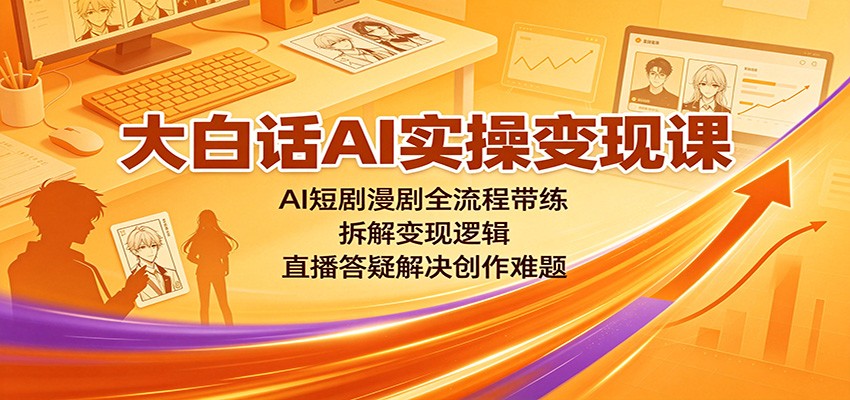 大白话AI实操变现课：AI短剧漫剧全流程带练，拆解变现逻辑，直播答疑解决创作难题-墨痕微课