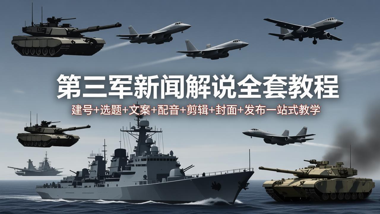 第三军迷新闻解说全套教程：建号+选题+文案+配音+剪辑+封面+发布一站式教学-墨痕微课