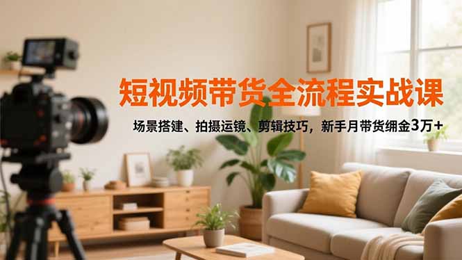 短视频带货全流程实战课，场景搭建、拍摄运镜、剪辑技巧，新手月带货佣金3万+-墨痕微课