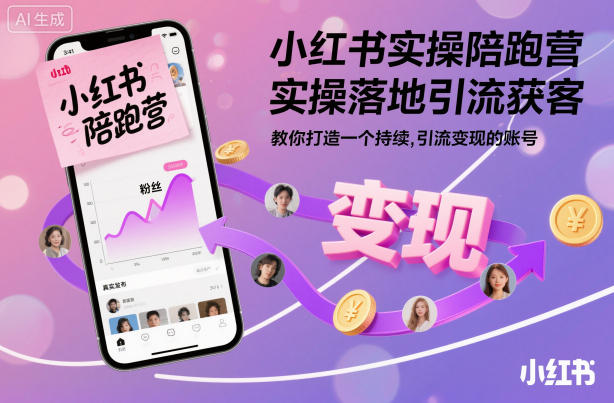 小红书实操陪跑营，实操落地引流获客，教你打造一个持续引流变现的账号-墨痕微课