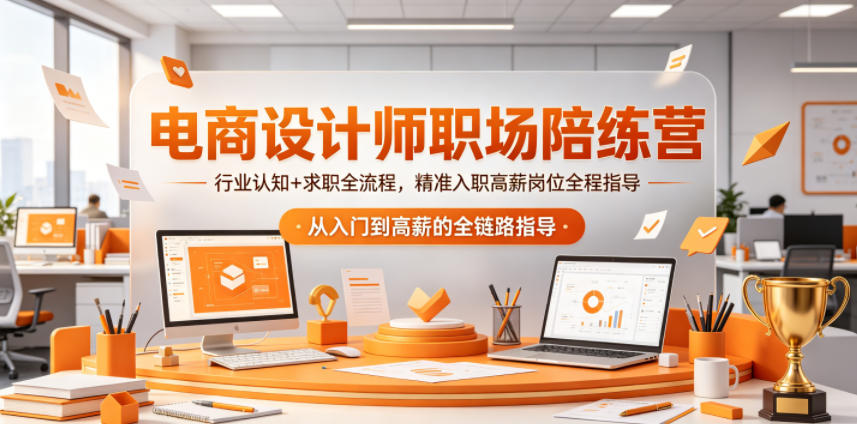 电商设计师职场陪练营,行业认知+求职全流程,精准入职高薪岗位全程指导-墨痕微课