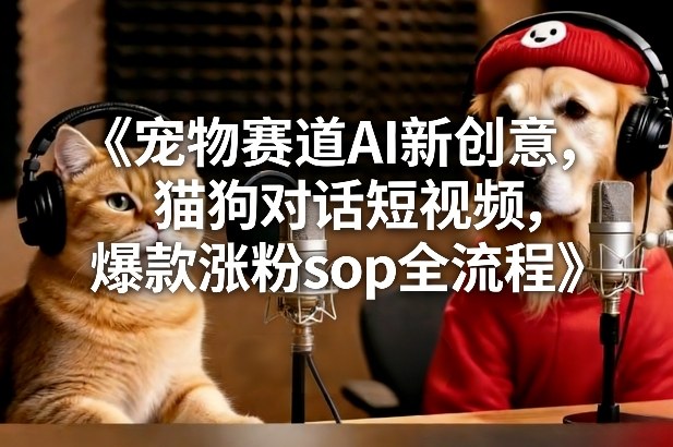 宠物赛道AI新创意，猫狗对话短视频，爆款涨粉sop全流程-墨痕微课