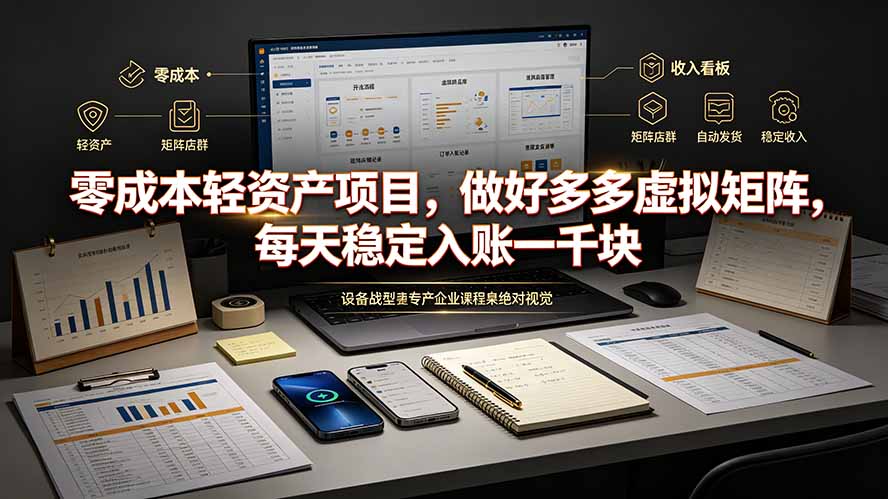 零成本轻资产项目，做好多多虚拟矩阵，每天稳定入账一千块-墨痕微课