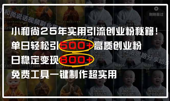 小和尚2025年实用引流秘籍!单日轻松引500+高质量创业粉,日变现800+,...-墨痕微课