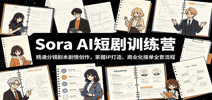 Sora AI短剧训练营：精通分镜剧本剧情创作，掌握IP打造、商业化接单全套流程-墨痕微课