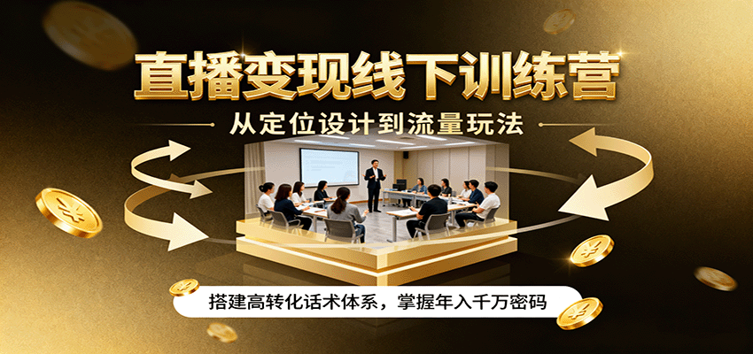直播变现线下训练营,从定位设计到流量玩法,搭建高转化话术体系,掌握年入千万密码-墨痕微课