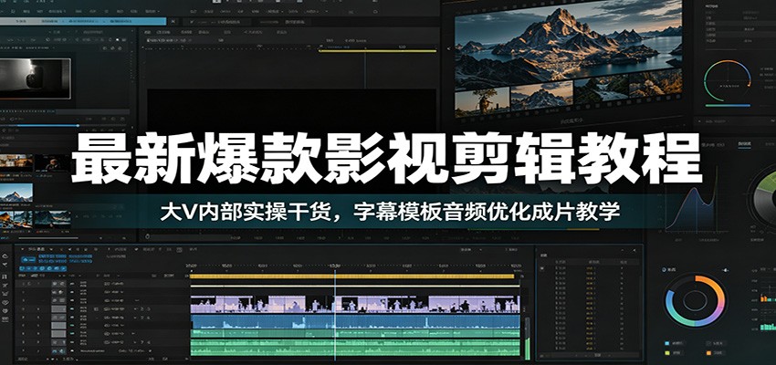 最新爆款影视剪辑教程:大V内部实操干货,字幕模板音频优化成片教学-墨痕微课