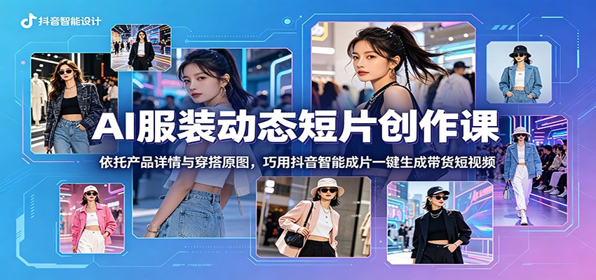 AI服装动态短片创作课：依托产品详情与穿搭原图，巧用抖音智能成片一键生成带货短视频-墨痕微课