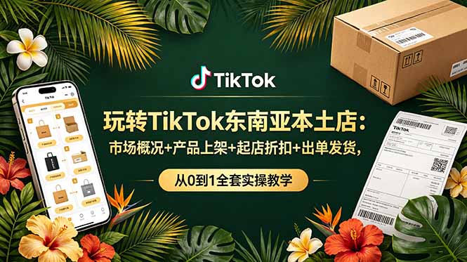 玩转TikTok东南亚本土店：市场概况+产品上架+起店折扣+出单发货，从0到1全套实操教学-墨痕微课